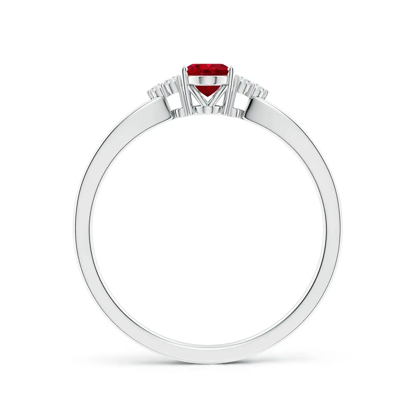 14K Pure Gold High Quality Natural Oval Cut Ruby Solitaire Split Shank Ring Round Cut 3 Side Diamonds Engagement Ring for Women