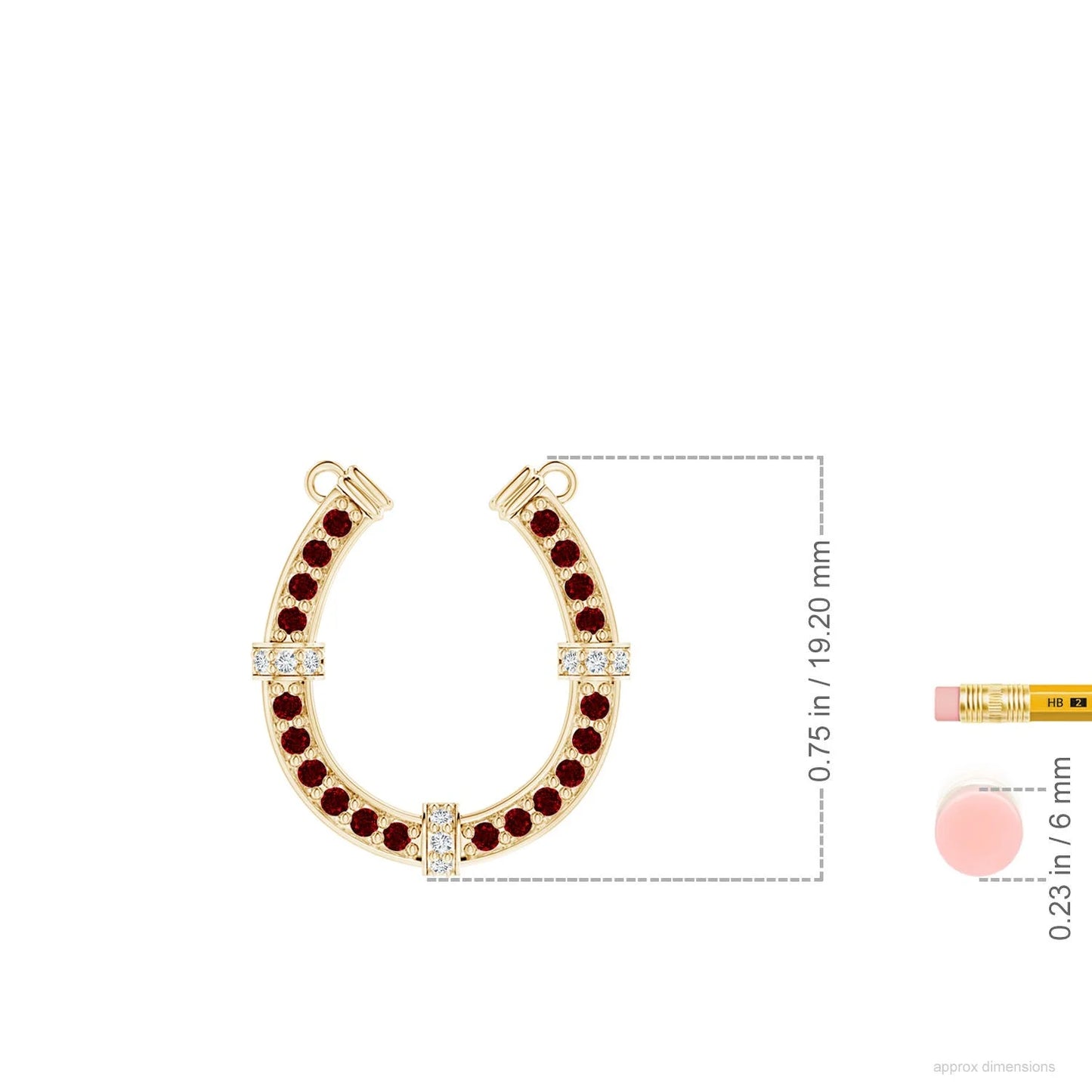14K Solid Gold Pave-Set Ruby & Diamond Horseshoe Design Pendant Link Chain Necklace Top Quality Lucky Charm Pendant Gift For Her