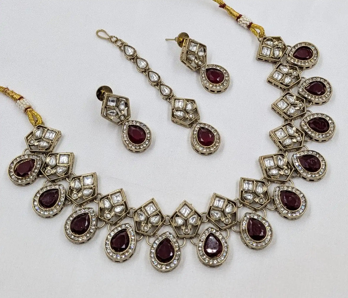 Luxury Green Kundan Necklace Set with Earrings Gold Plated Designer Bridal Wedding Party Jewelry for Women OEM Export for Women