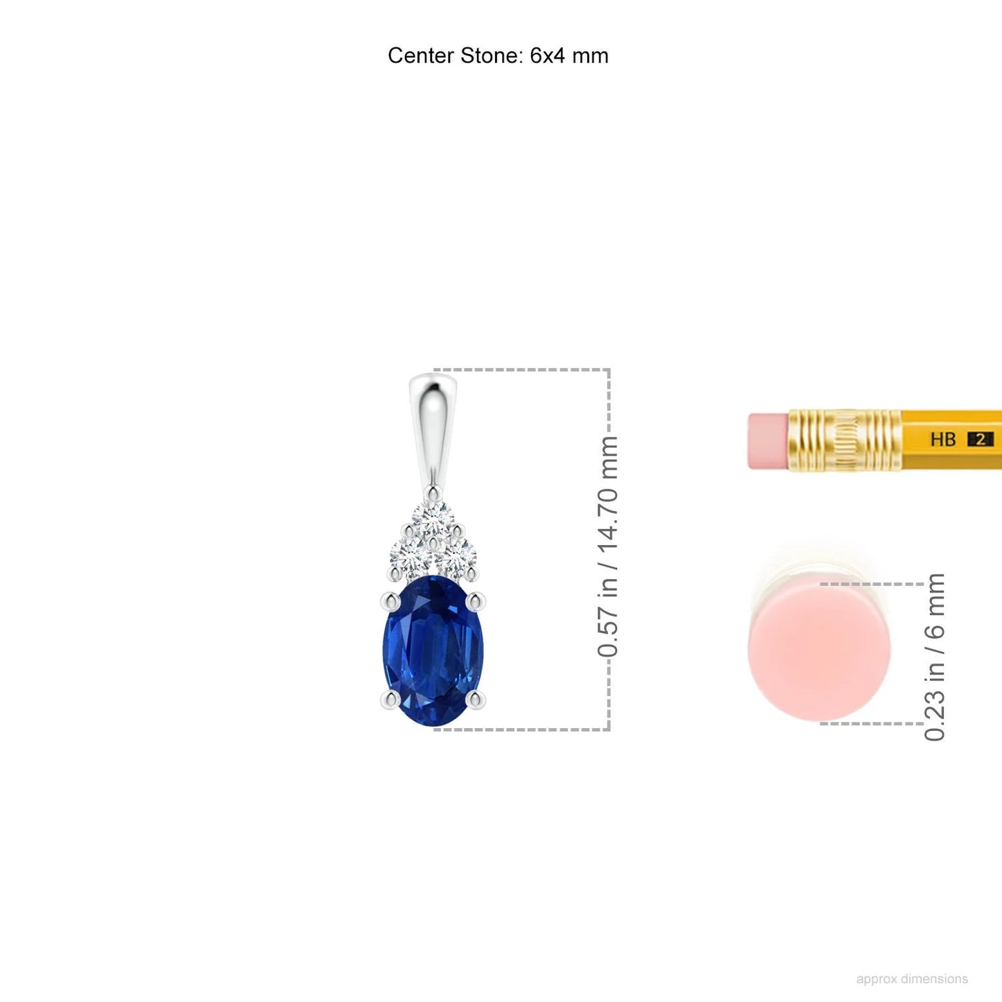 2026 14K 18K Gold Natural Oval Blue Sapphire Solitaire Pendant with Trio Diamond Classical Fine Jewelry Anniversary Gift For Her