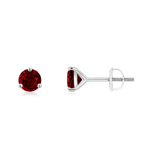 14kt Rose Gold Natural Classic Round Ruby Stud Earrings July Birthstone Solitaire Bridal Prong Everyday Wear Jewelry