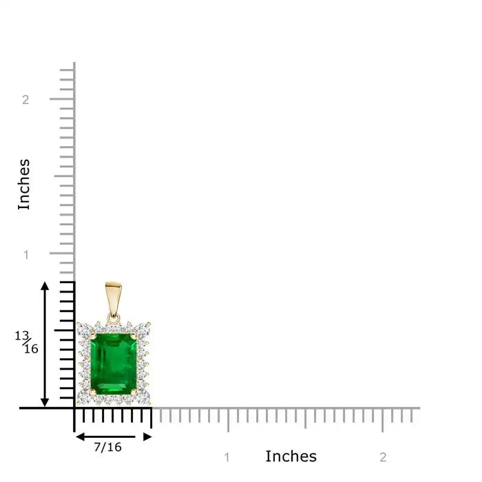 14K Solid Gold Vintage Style Emerald-Cut Natural Green Emerald Gemstone With Halo Diamond Pendant Link Chain Necklace Wholesale