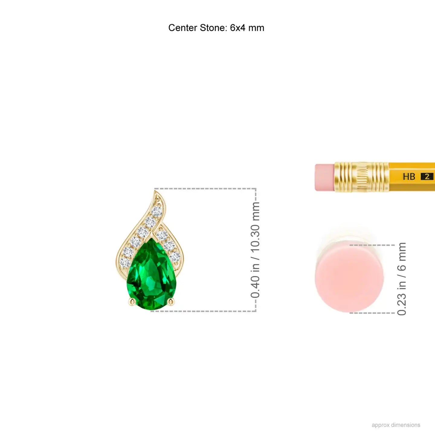 14K Solid Gold Natural Pear-Shaped Emerald Flame Solitaire Pendant Classic Fine Jewellery Wedding Anniversary Party Wear Gift