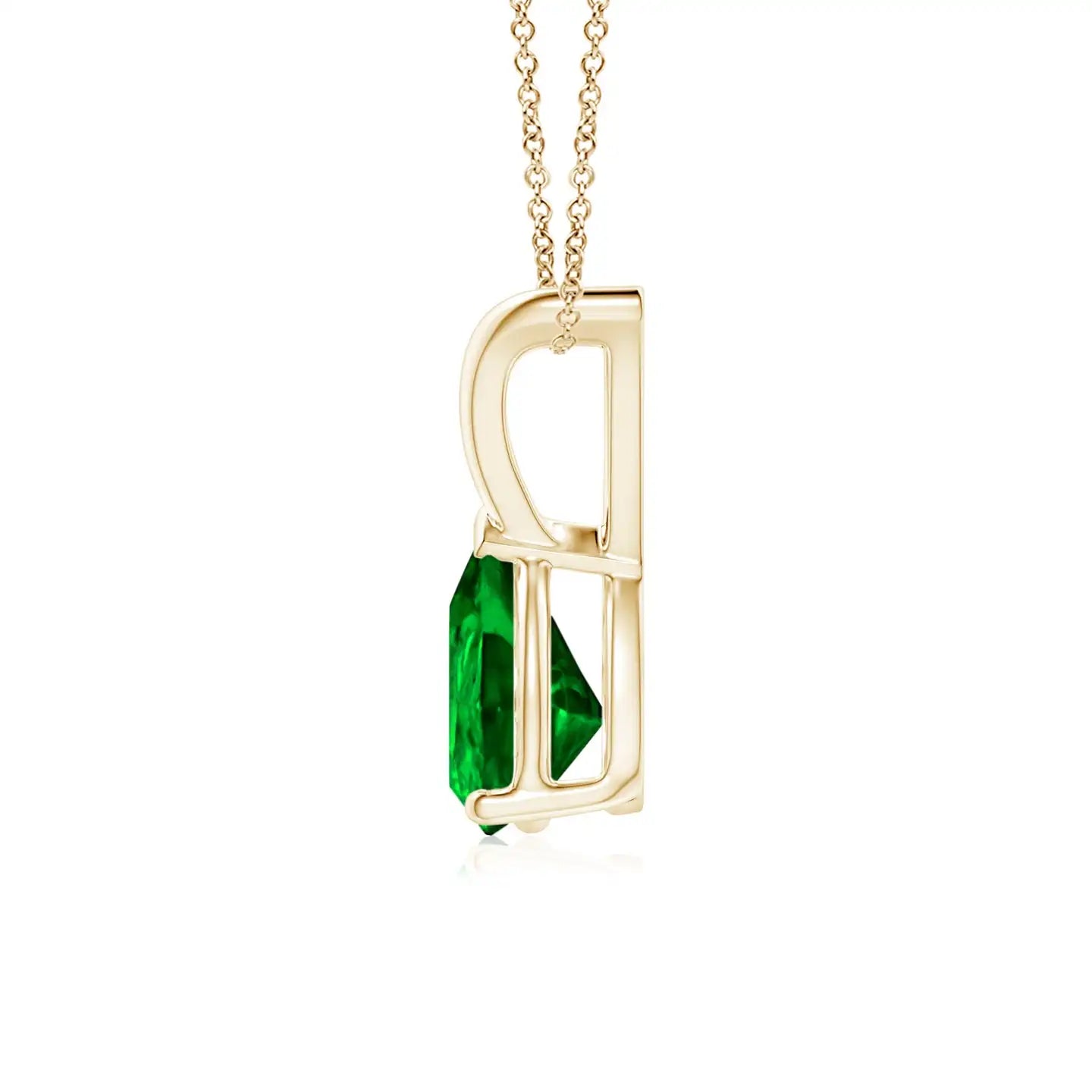 14K Solid Gold Natural Emerald V-Bale Pear-Shaped Solitaire Pendant Wedding Fine Jewellery Anniversary Gift For Her 2026