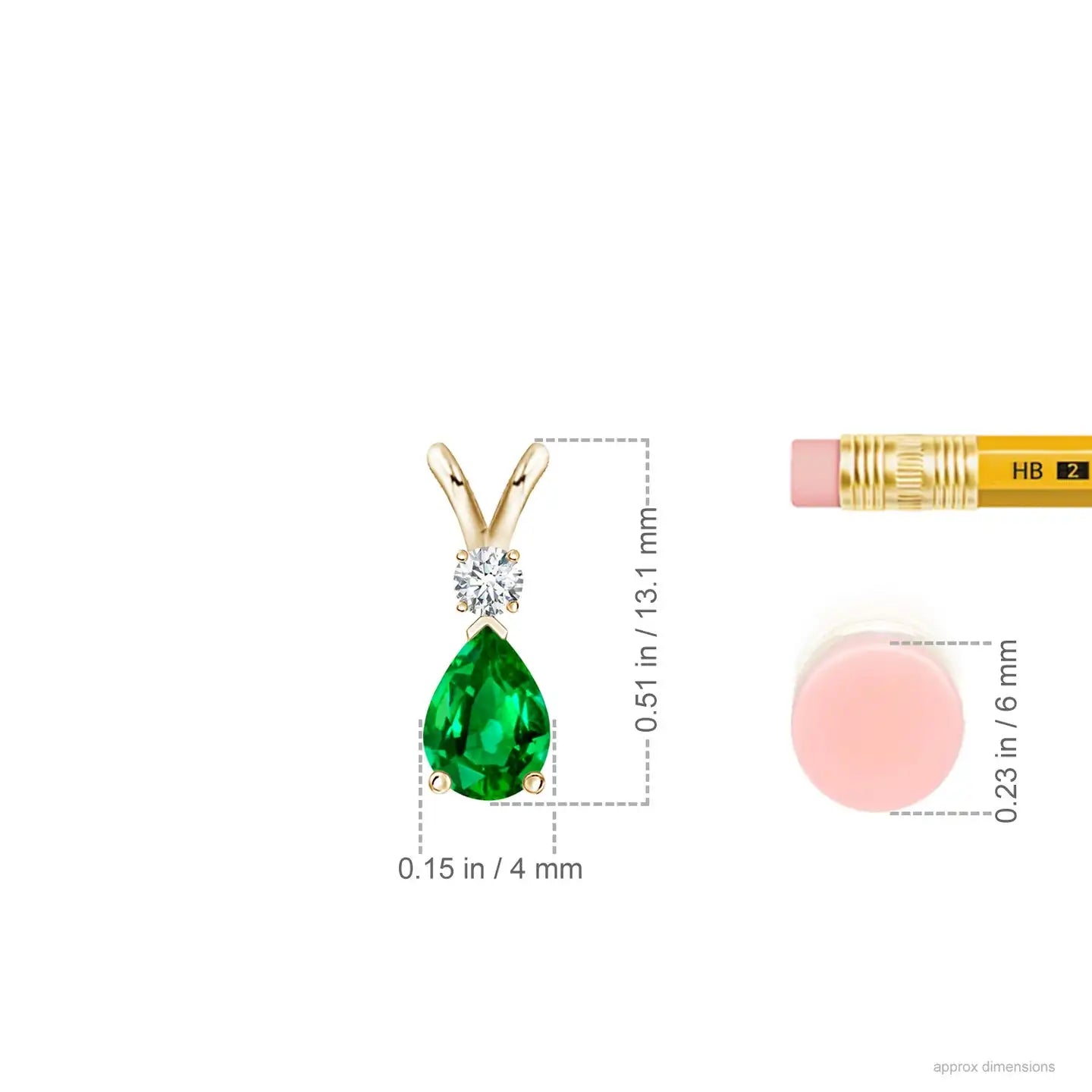 14K Solid Gold Natural Emerald Prong-Set Teardrop V-Bale Pendant With Diamond Fine Jewellery Anniversary Gift For Her 2026