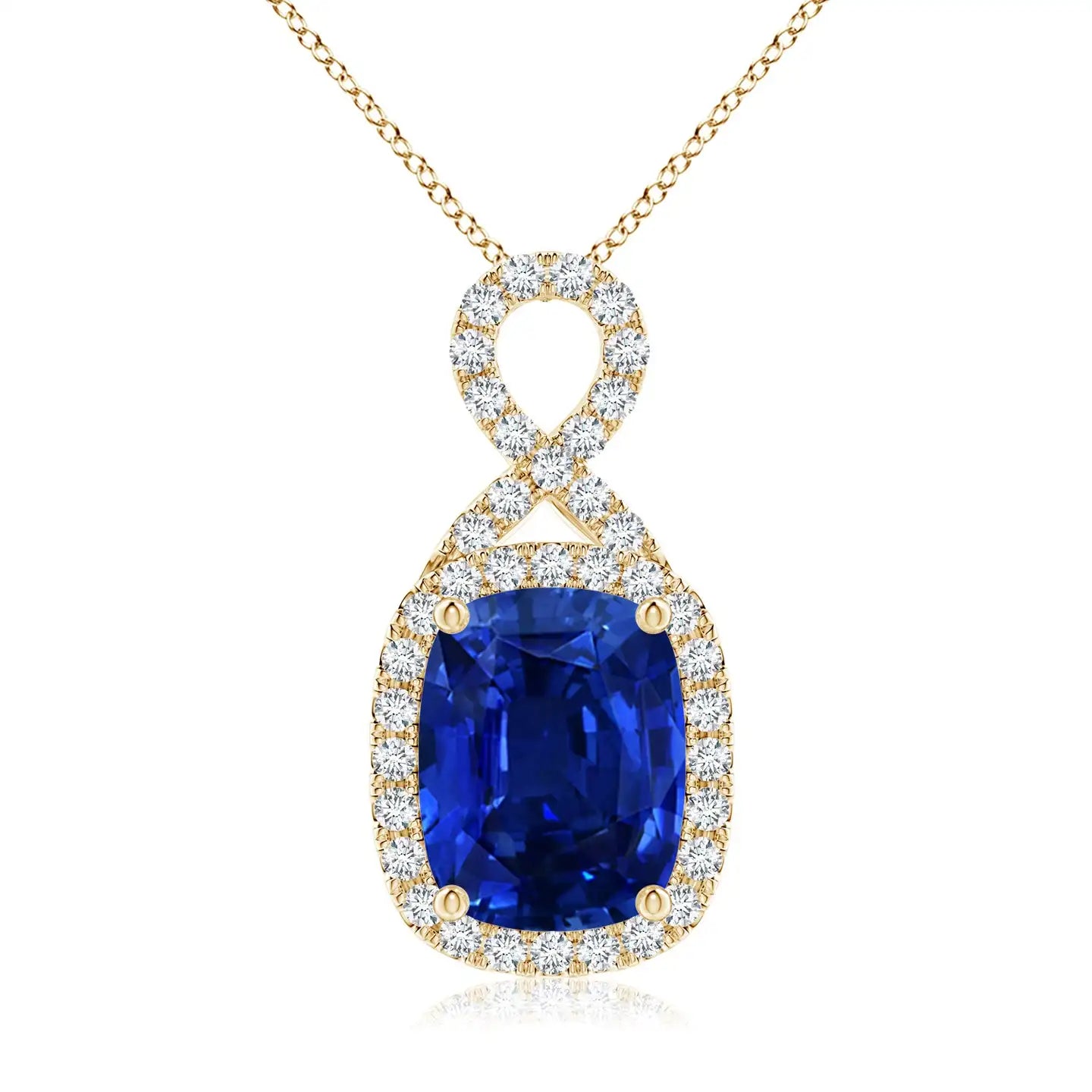 14K Solid Gold 8*6mm 1.25Ct Rectangular Cushion Emerald Diamond Infinity Bale Pendant For Necklace Beautiful Party Wear Pendant