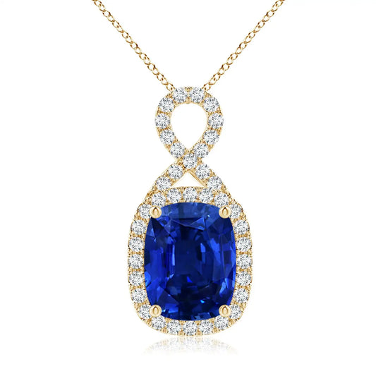 14K Solid Gold 8*6mm 1.25Ct Rectangular Cushion Emerald Diamond Infinity Bale Pendant For Necklace Beautiful Party Wear Pendant