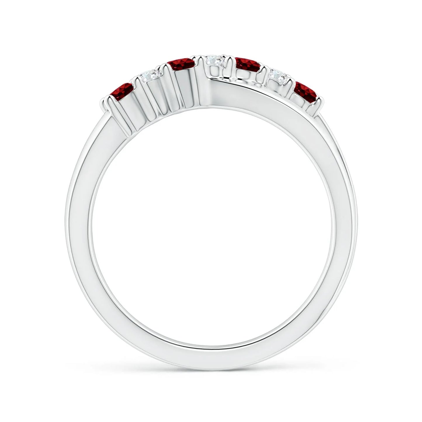 14K Solid Gold Natural Round Brilliant Cut 0.62Ctw Ruby and 0.22Ctw Diamond Crossover Ring Unique Handmade Wedding Ring For Her