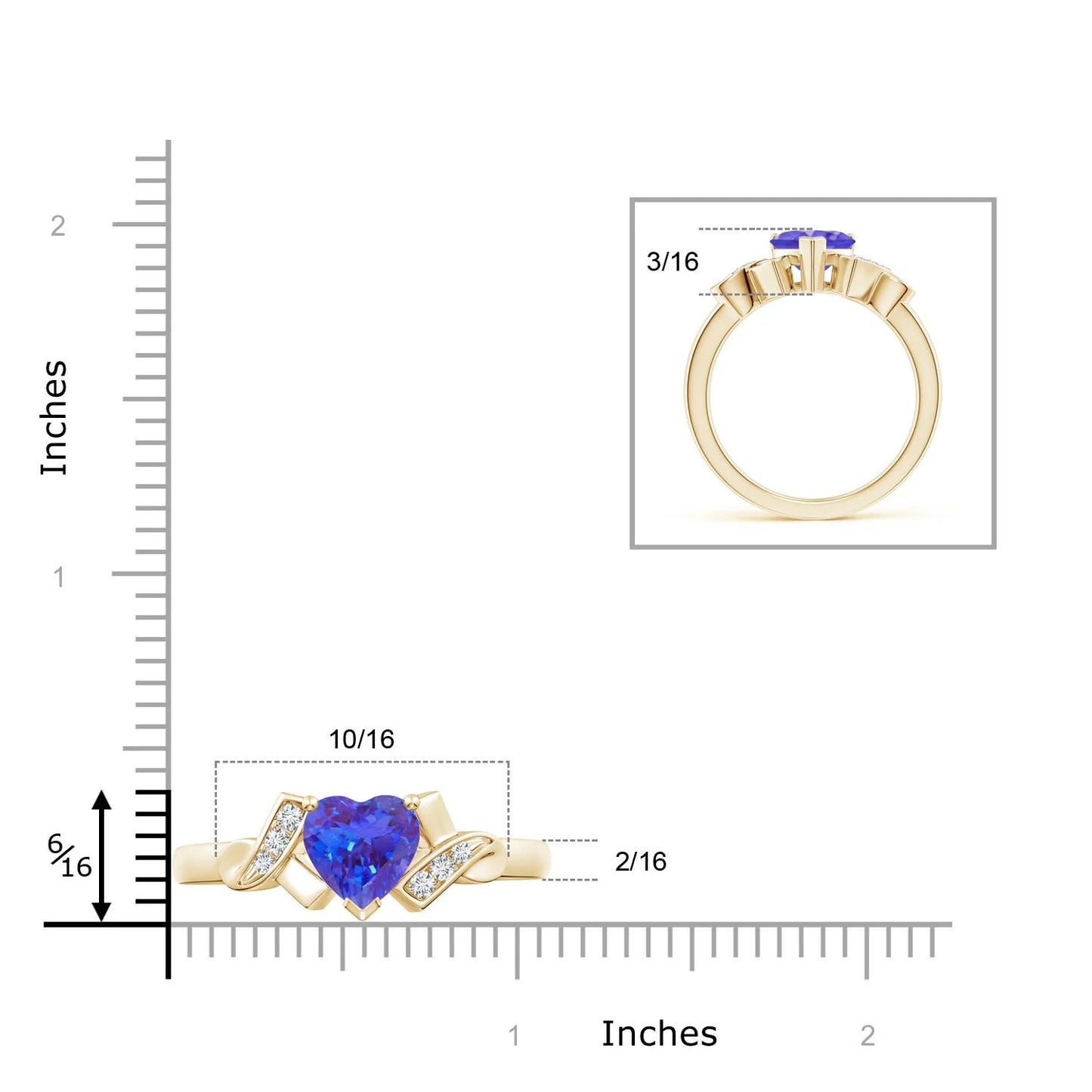 1.38 Cts Natural Heart Cut Prong Sett Tanzanite & Side Accent Diamond Solitaire Ring 14K Gold Luxury Engagement Ring For Women