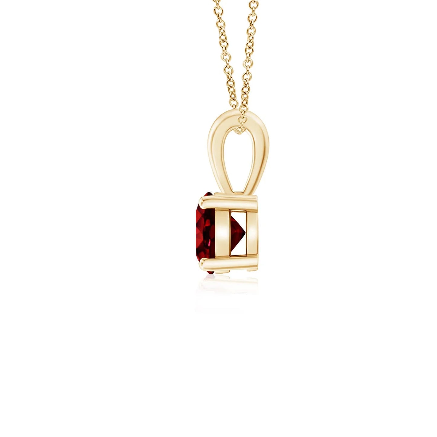 14K 18K Pure Gold Round Cut 0.24Ct Natural Red Ruby Gemstone Solitaire Pendant Handmade 2026 New Trending Casual Wear Necklace