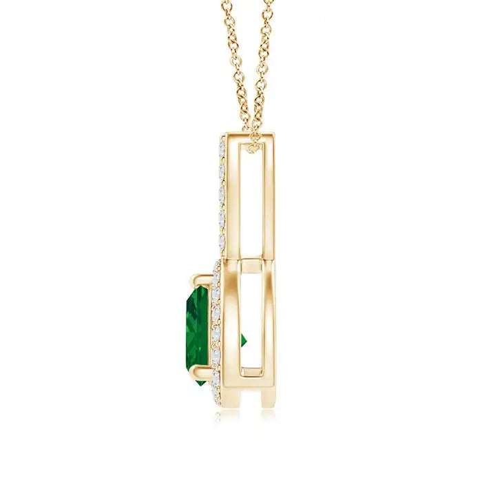 14K Solid Gold Natural Trillion Emerald Halo Pendant With Curved Bale Classic Fine Jewellery Anniversary Gift For Her 2026