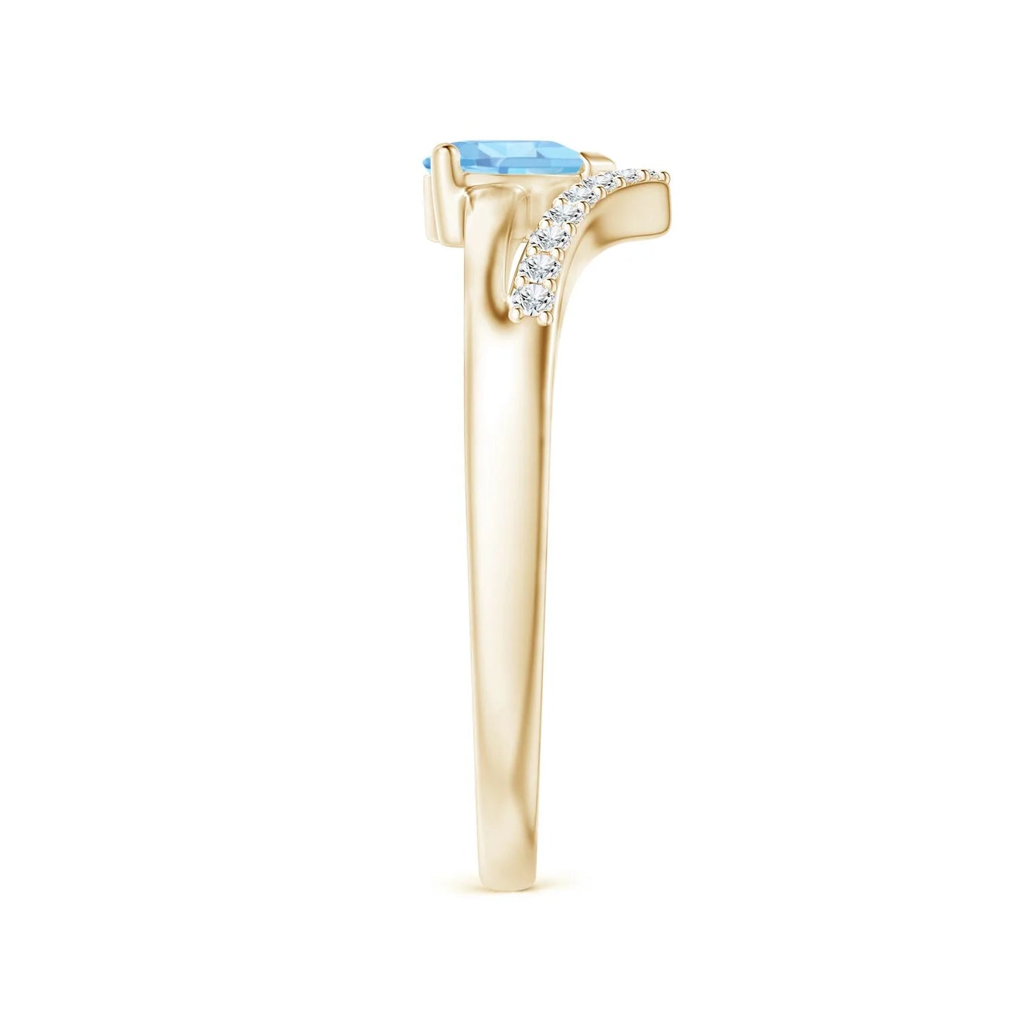 Top Quality Natural Heart Cut Aquamarine Gemstone With Pave Diamond Chevron Band Ring 14K Custom Handmade Wedding Ring For Her