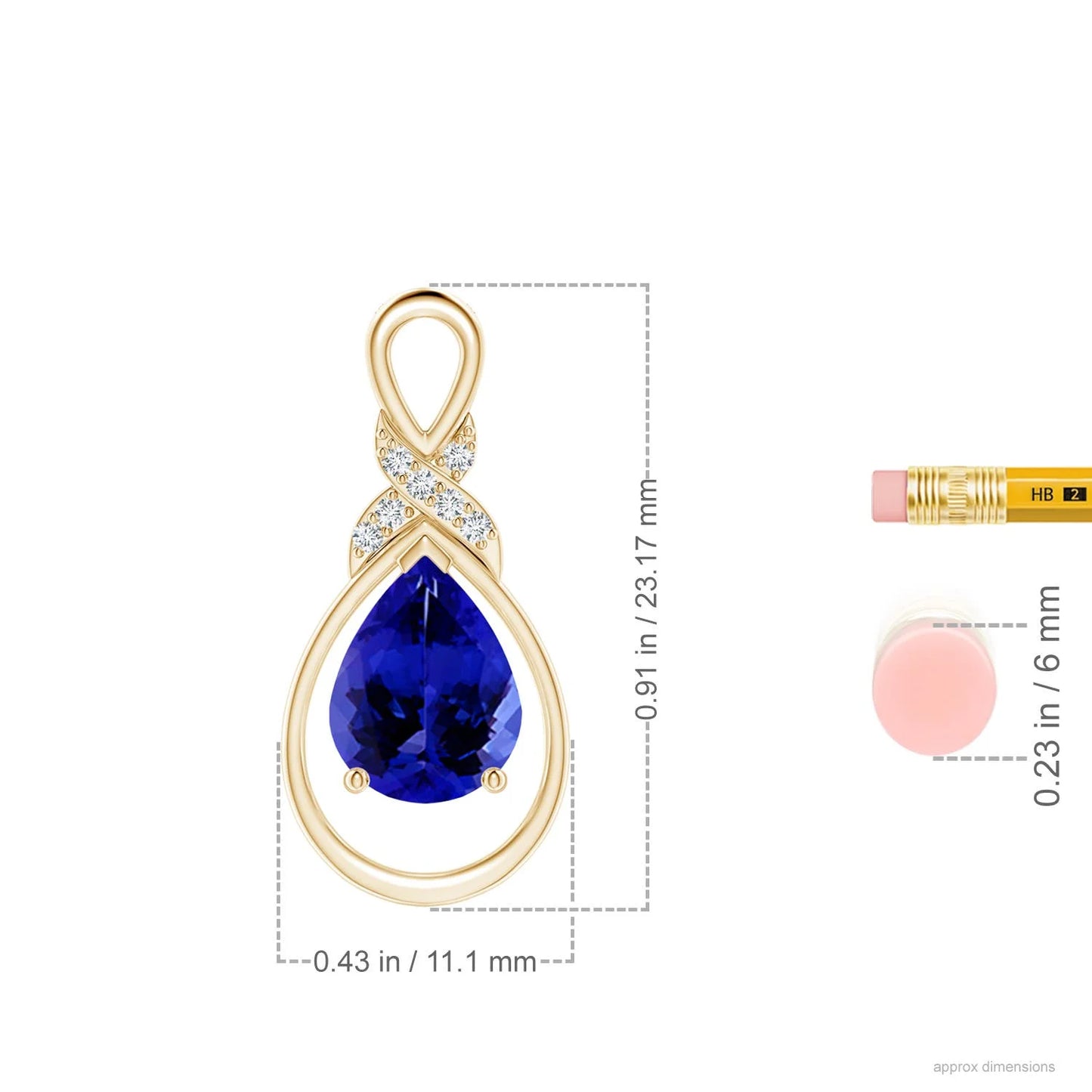 Top Quality Handmade Luxury Gemstone & Diamond Pendant 14K 18K Gold Natural Pear Tanzanite Infinity Pendant With Diamond X Motif
