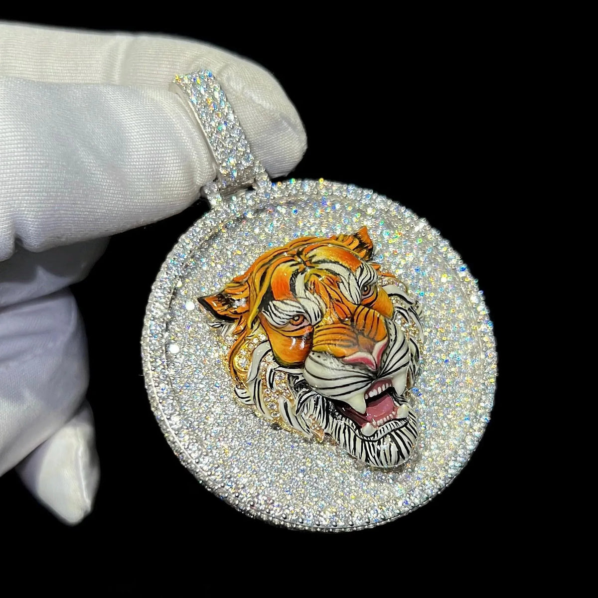 BiG-BOSS Buy Krishnavii KP 213 Men's Luxury Cushion Cut Moissanite Tiger Pendant 925 Silver Hip Hop Charm Custom Jewelry for Party India