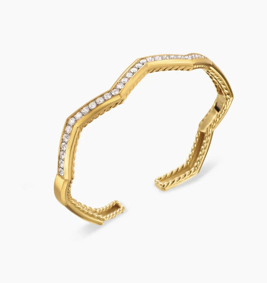 FASHIONISTA DY High-Quality Gold-Plated Diamond-Set Bangle, Unisex Silver-Plated Diamond-Set Bangle, Jewelry