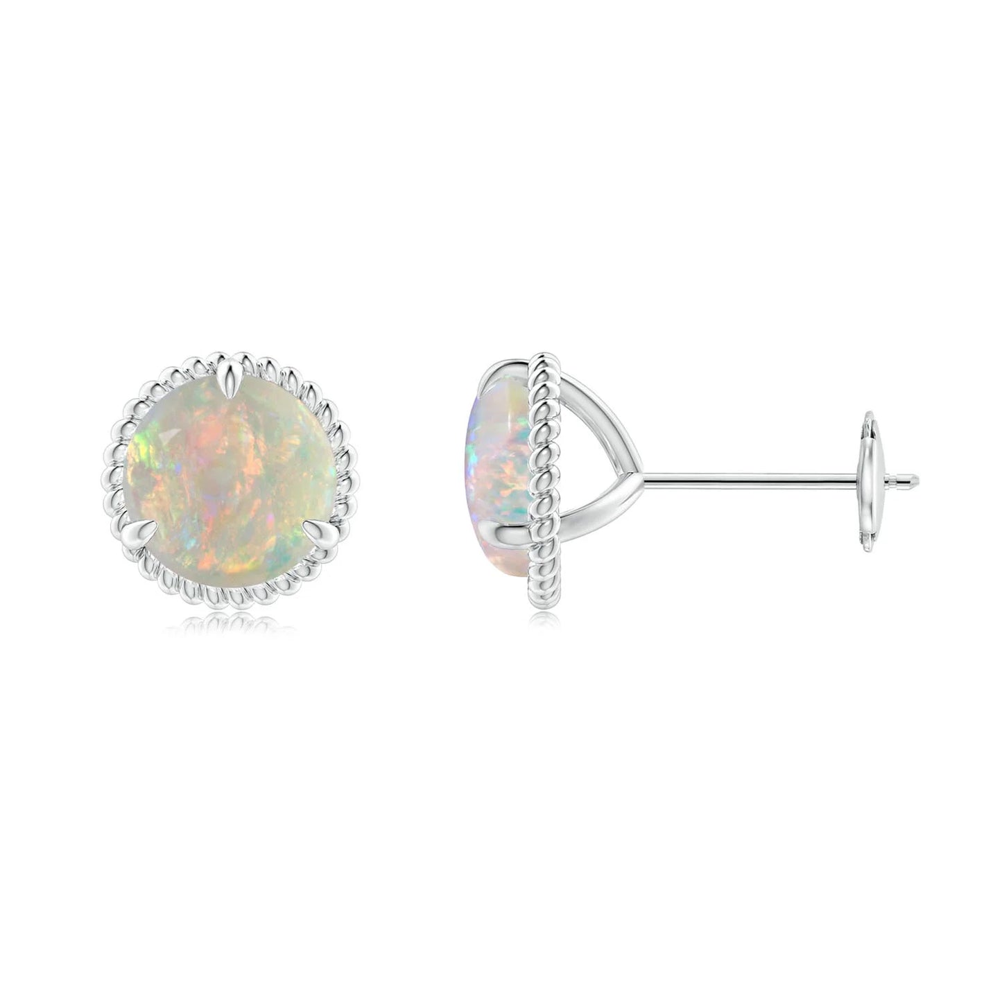 Luxury Opal Stud Earrings Solitaire Everyday Fine Jewelry 14kt Rose Gold Bridal October Birthstone Round Cut Opal Studs Earrings
