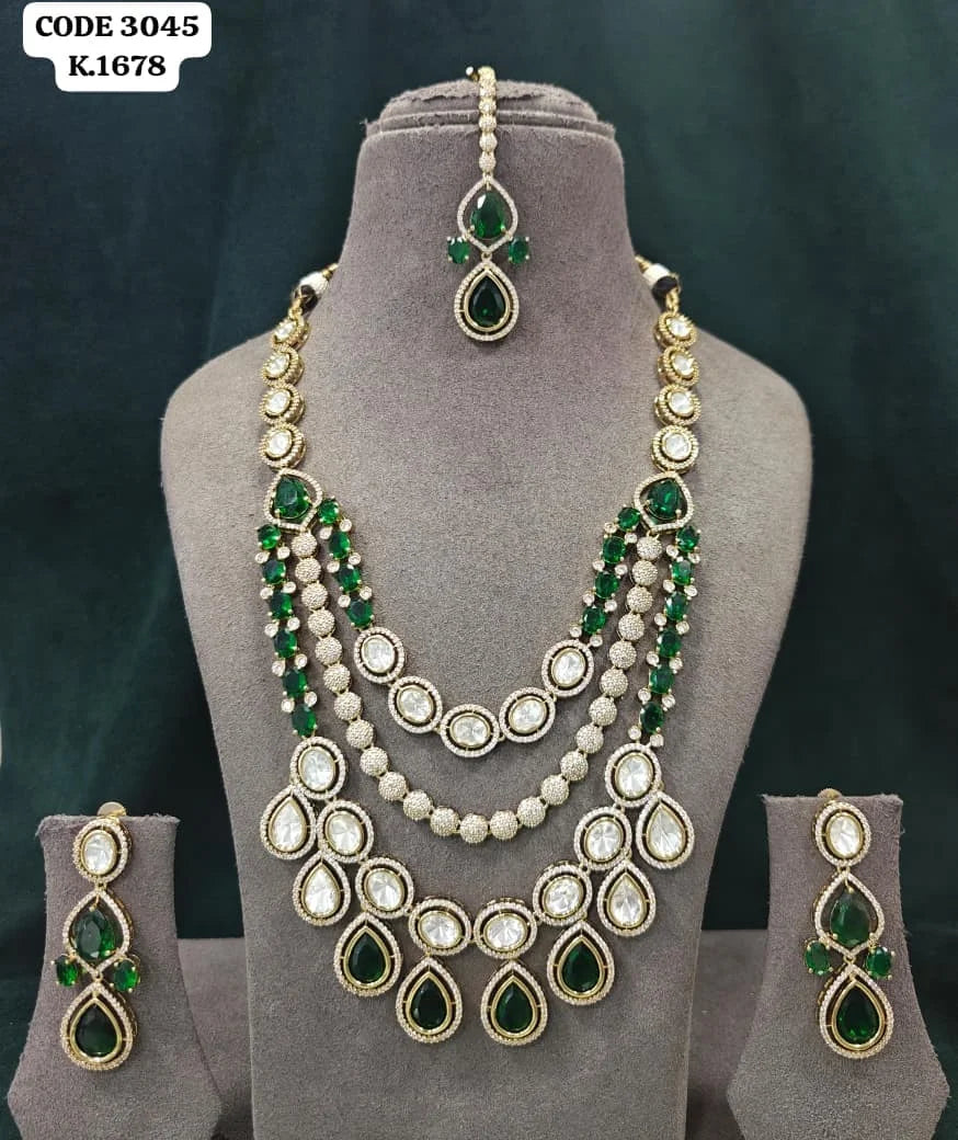 Luxury Kundan Necklace Set for Women Gold Plated CZ Bridal Wedding Party Traditional Ruby Pearl Jewelry with Earrings