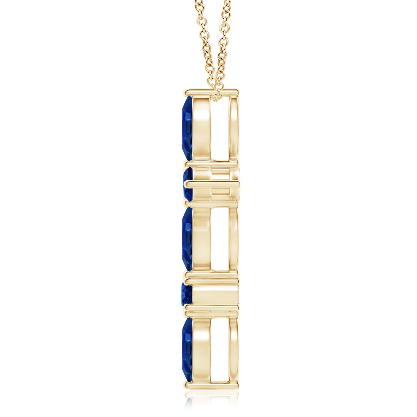 14K 18K Gold Marquise & Round Brilliant Cut 0.78 Ctw Natural Blue Sapphire Gemstone Cross Pendant Handmade Luxury Unisex Pendant