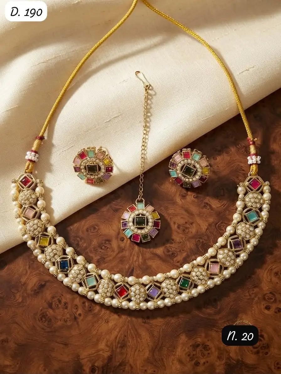 Premium White Pearl Bridal Choker Necklace Set with Earrings and Maang Tikka Elegant Wedding Party Wear Jewelry Gift Set