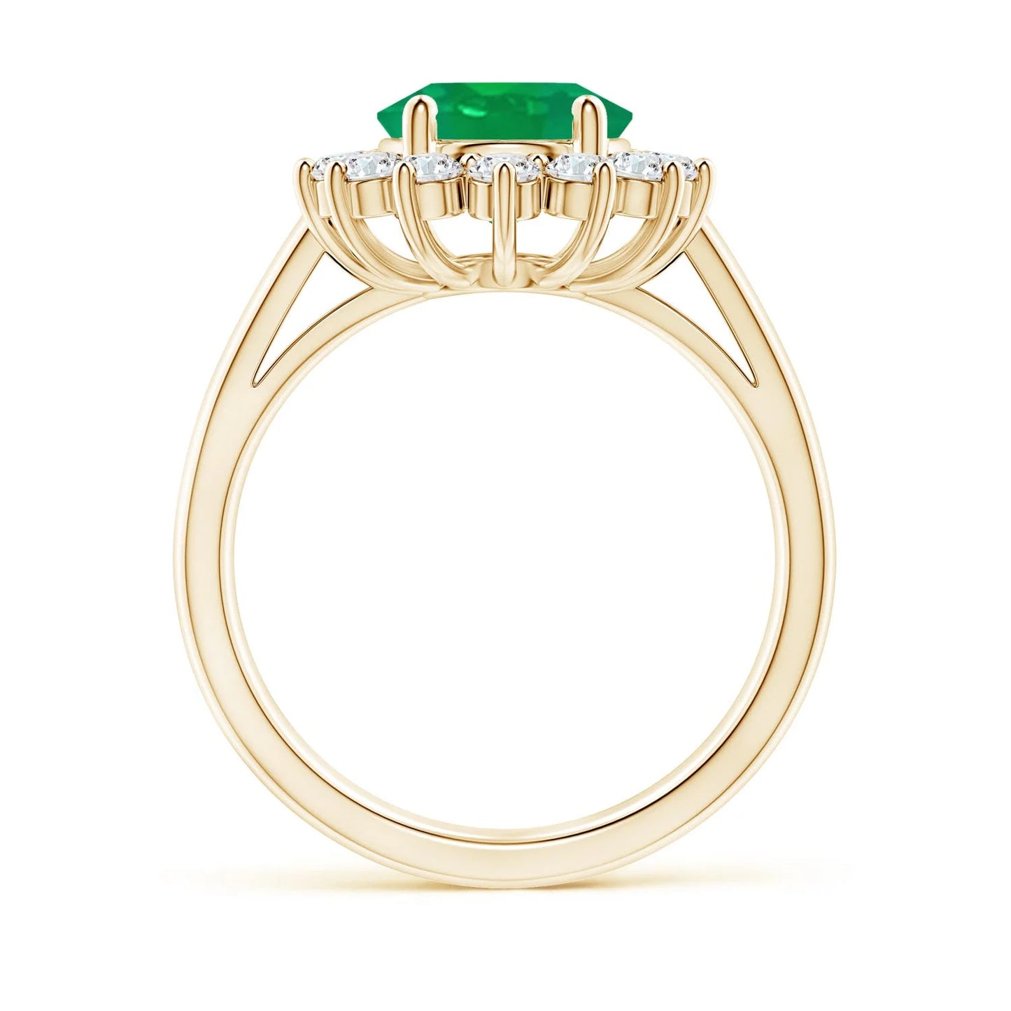 14K 18k Gold Classic Oval Cut Natural Emerald & Side Accent Diamonds Wedding Ring for Women Fine Jewelry Luxury Engagement Ring