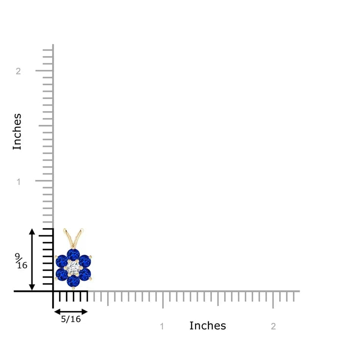 14K 18K Gold Natural Blue Sapphire Classic Six Petal Flower Shape Pendant With Center Diamond Handmade Fine Jewelry Necklace