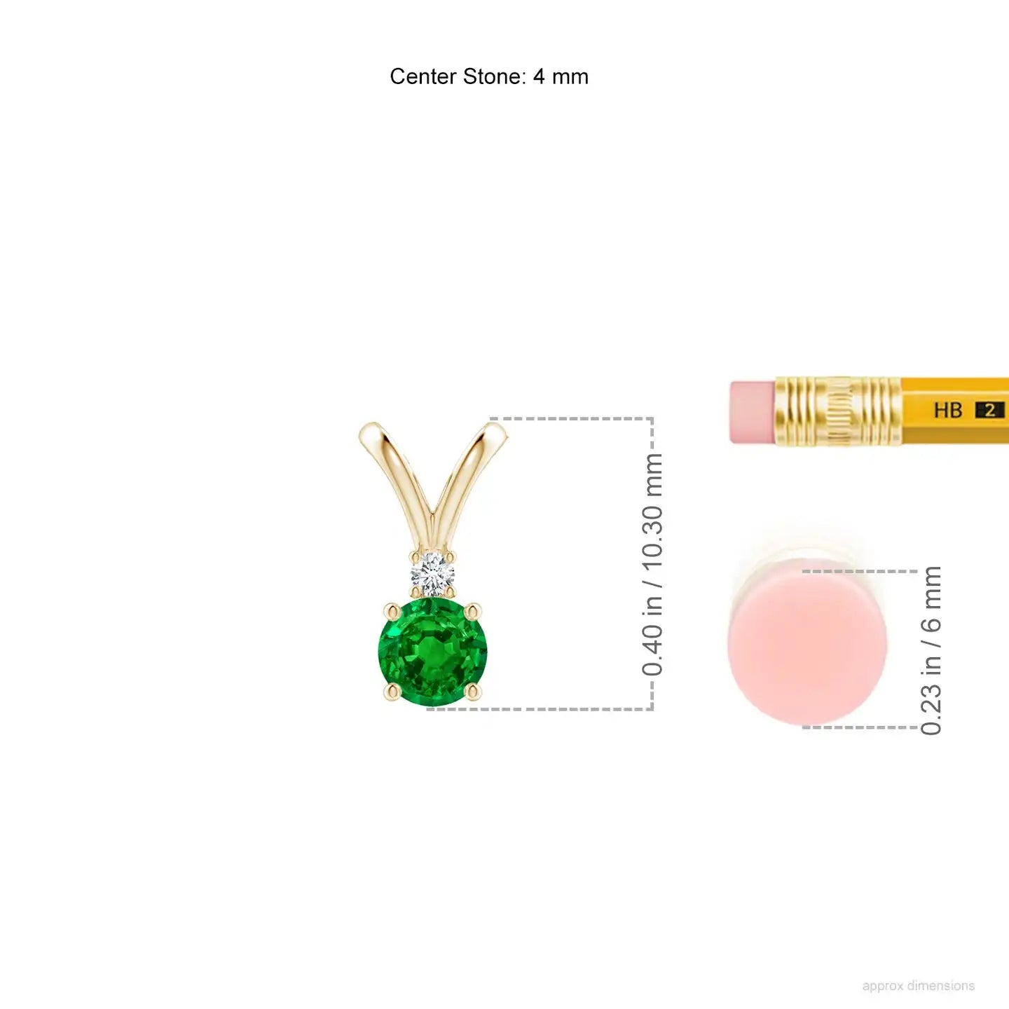 14K Solid Gold Natural Emerald Round Solitaire V-Bale Pendant With Diamond Classic Fine Jewellery Anniversary Gift For Her 2026