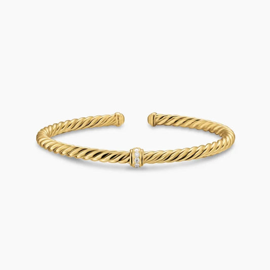 DY High-Quality Gold-Plated Diamond-Set Bangle, Unisex Silver-Plated Diamond-Set Bangle, Jewelry Wholesale