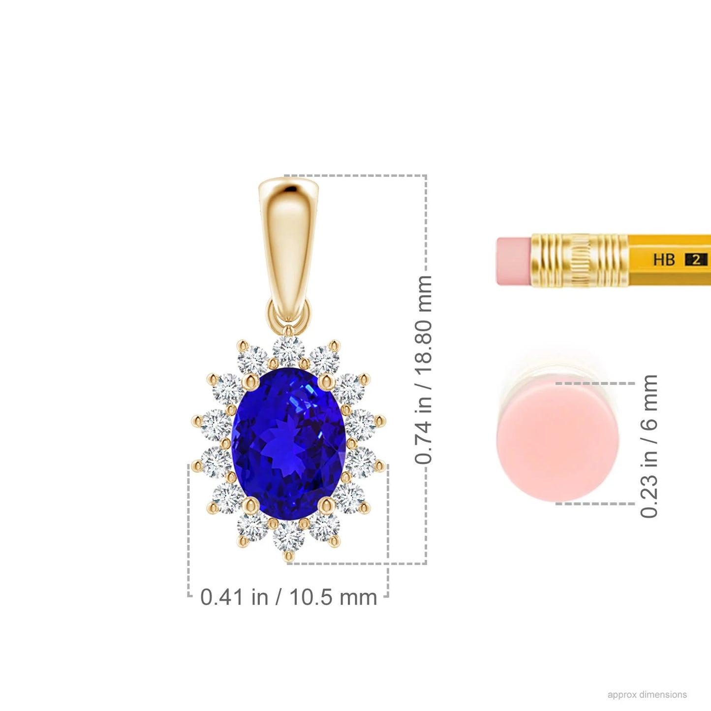 14K Solid Gold Natural 6*4mm 0.4Ct Oval Tanzanite Pendant With Floral 0.14Ct Diamond Halo Customized Handmade Pendant Necklace