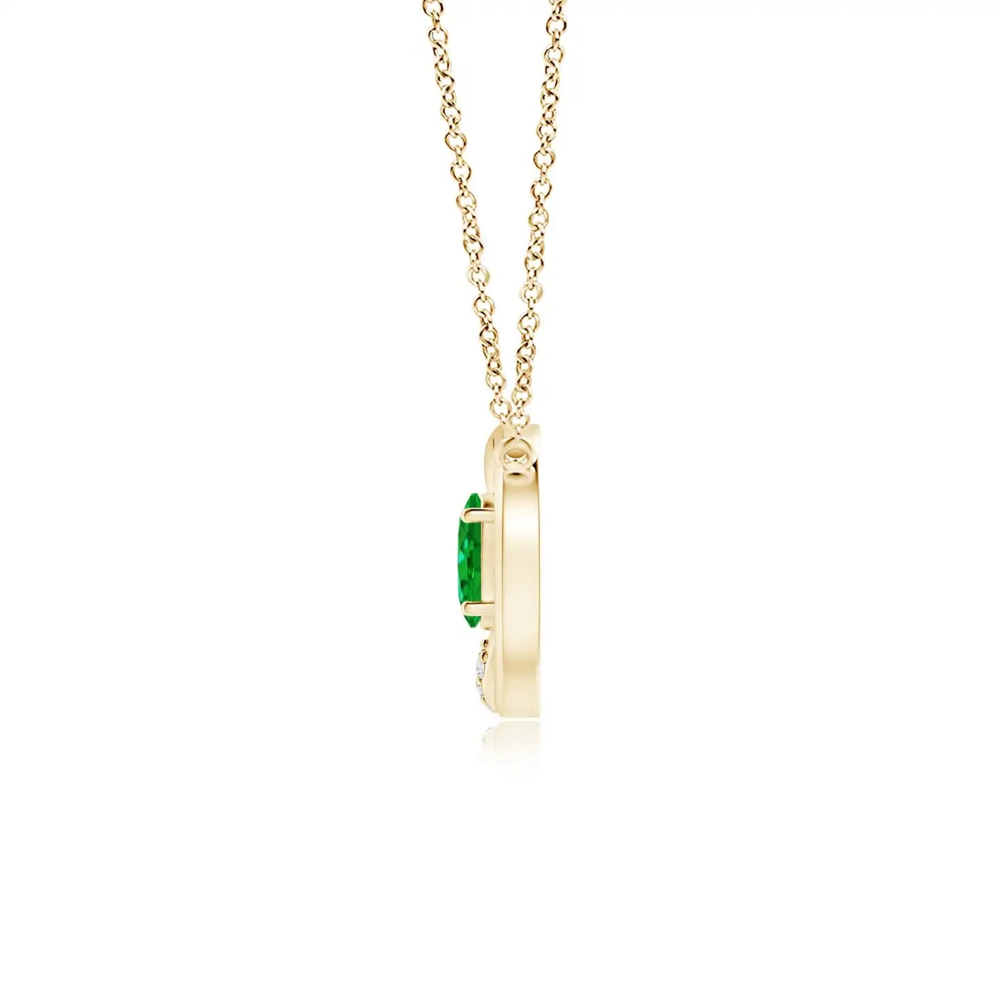 14K Solid Gold Natural Emerald Interlocking Circle Pendant Necklace With Diamond Accents Fine Jewellery Neo Heritage