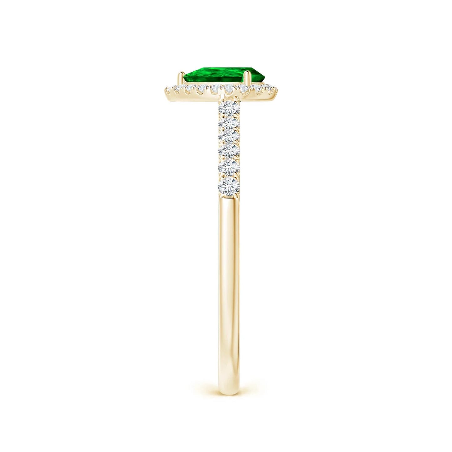 Trending Product Natural 6*4mm Pear Cut Zambian Emerald & Diamond Halo Ring 14k Gold Wedding Jewelry Pave Accent Diamond Ring