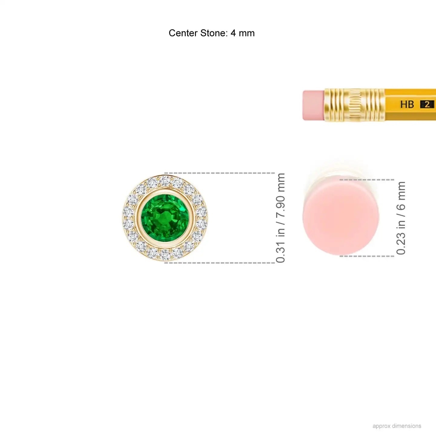 14K Solid Gold Natural Round Emerald Bezel-Set Pendant With Diamond Halo Classic Fine Jewellery Anniversary Gift For Her 2026