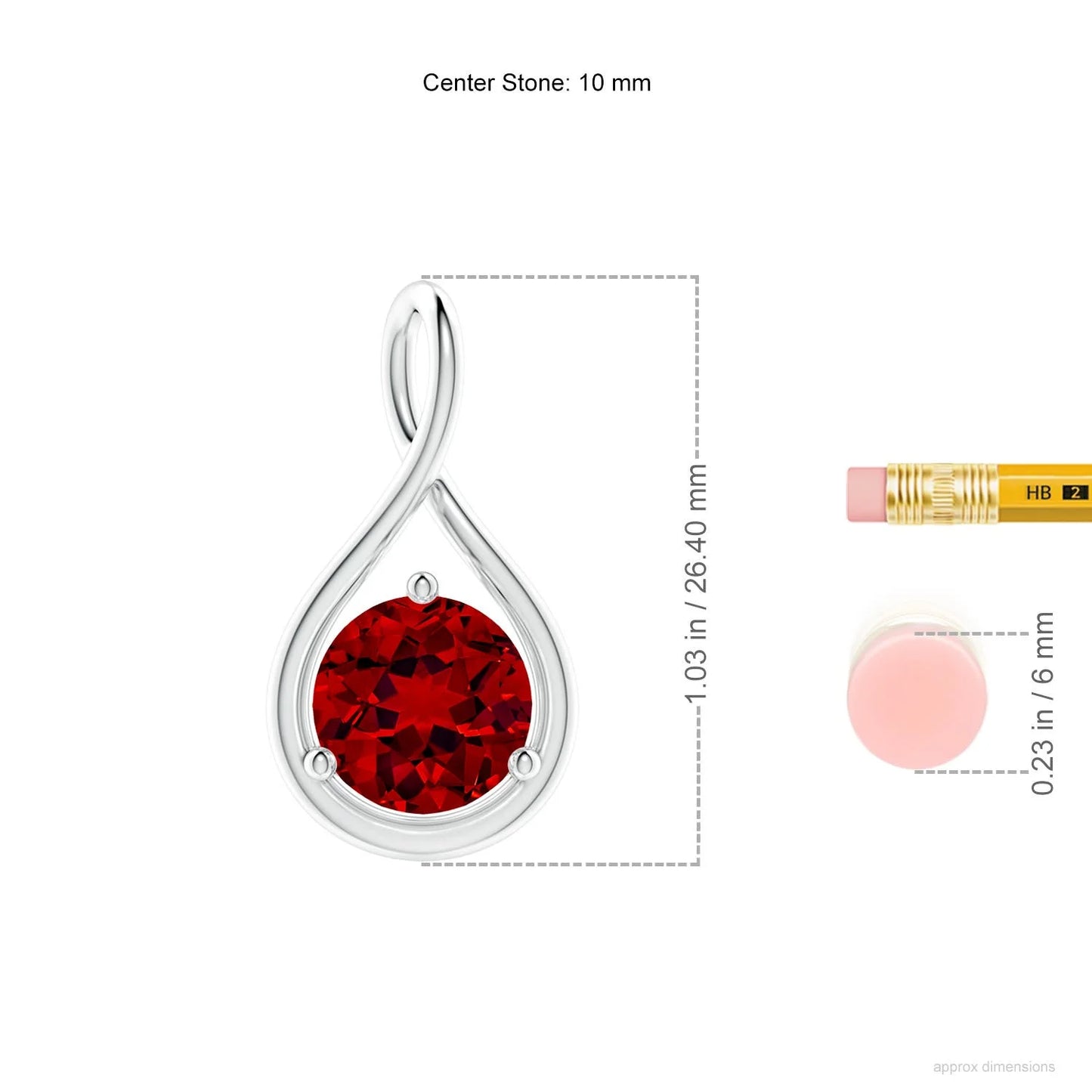 2.72G 14K Gold Solitaire 5MM Round Cut 0.45C Ruby Gemstone Infinity Twist Design Pendant Top Quality Fine Jewelry Pendant OEM