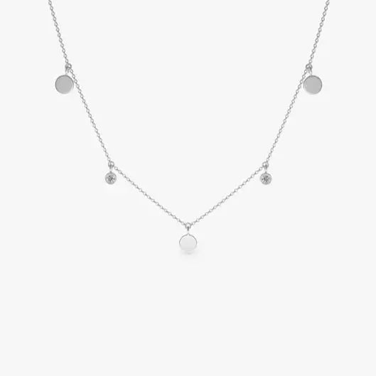 14k Gold Natural Brilliant Cut 2 Diamond Dainty Dangling Gold Disc Luxury Fine Jewelry Unisex 2026 New Arrival Trendy Necklace