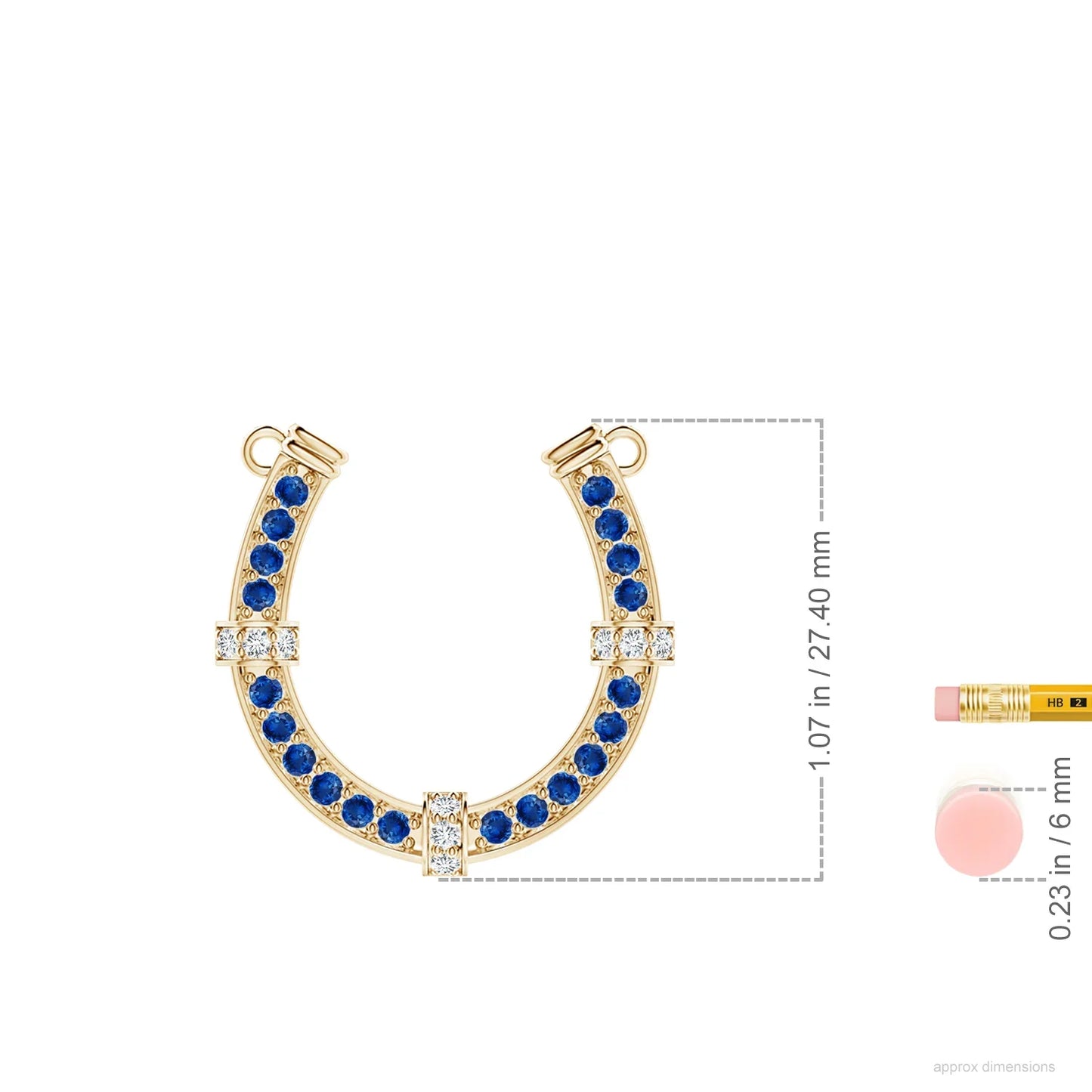 Classic Designer Lucky Fine Jewelry Horseshoe Pendant 14K Gold Natural Blue Sapphire Pave-Set Diamond Horseshoe Pendant Necklace