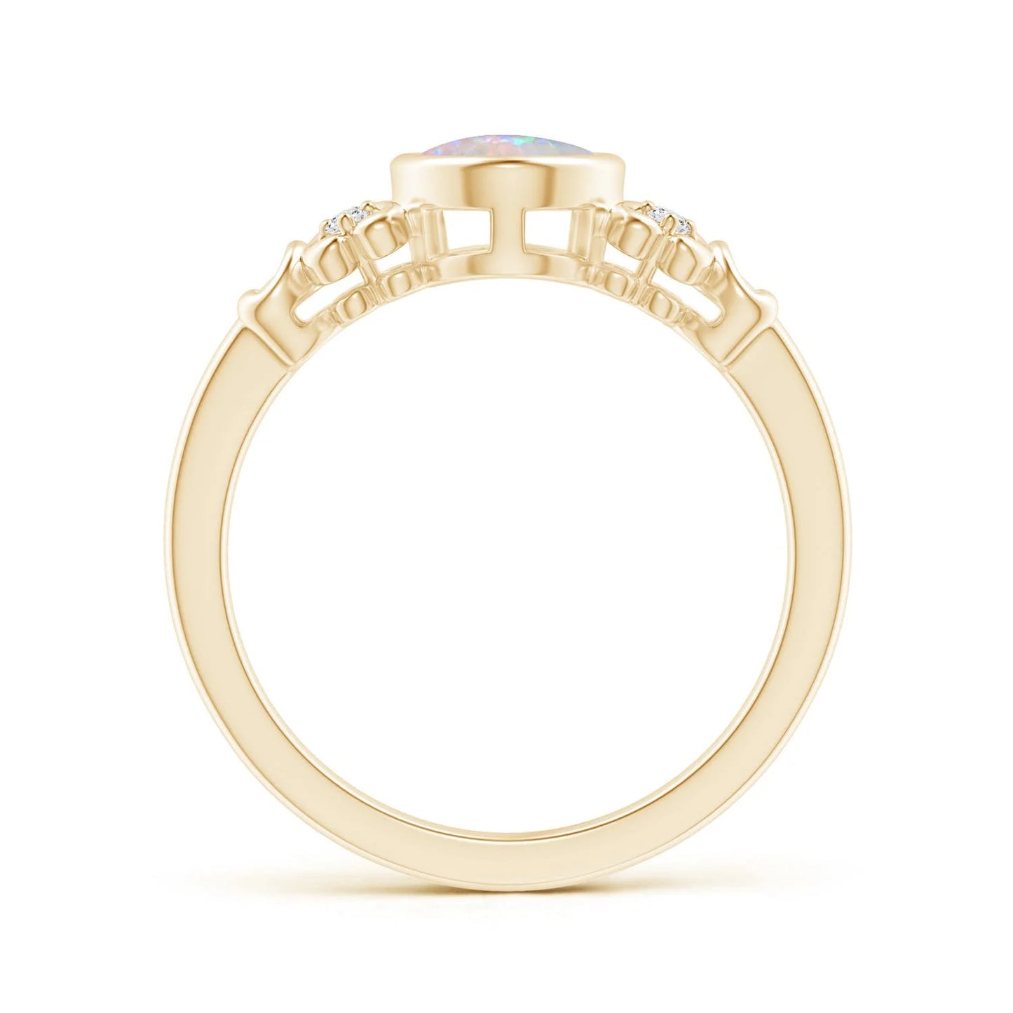 New Trending 2026 Bezel Set 8x6mm Oval Cut Ethiopian Opal Gemstone Ring 14k Gold Diamond Wedding Ring Jewelry Manufacturer