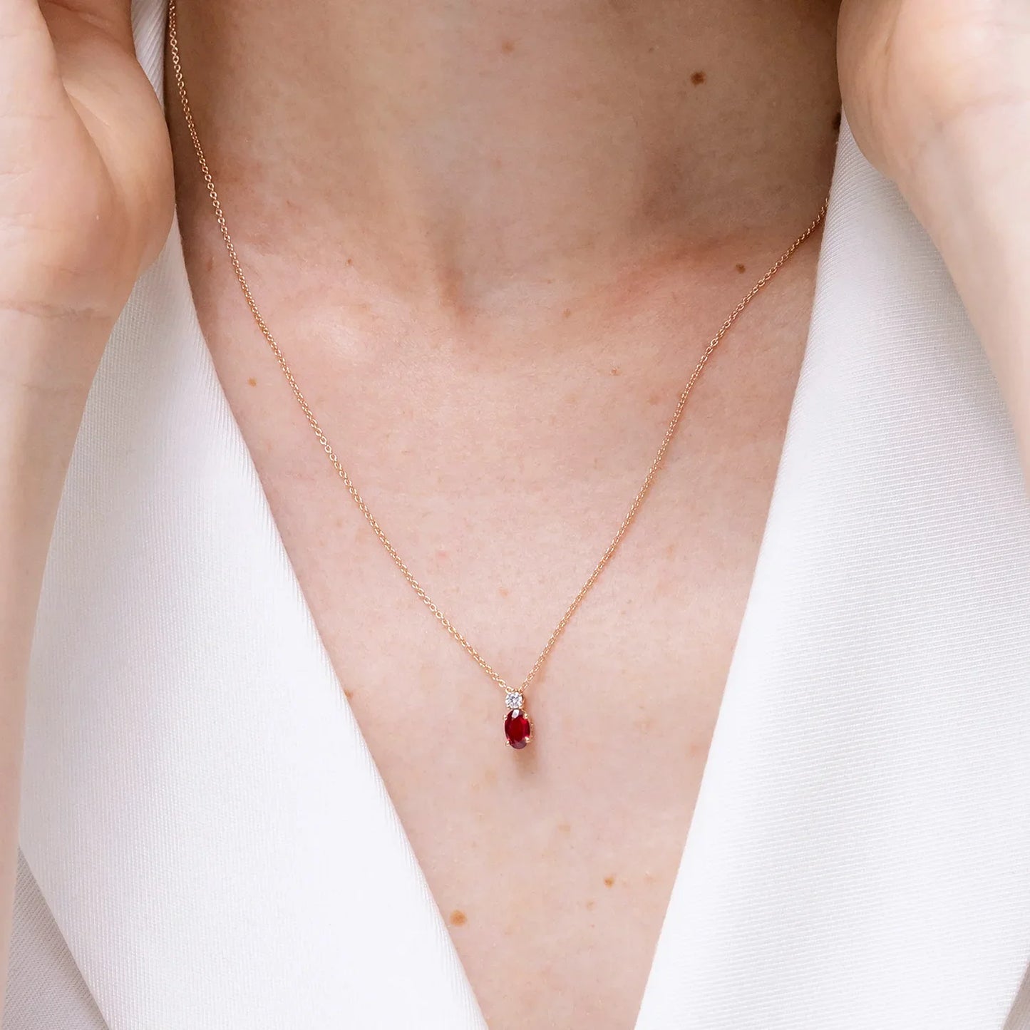 14K Pure Gold Oval Cut Natural Red Ruby Precious Gemstone Solitaire Pendant with Real Diamond IGI Certified High Quality Pendant