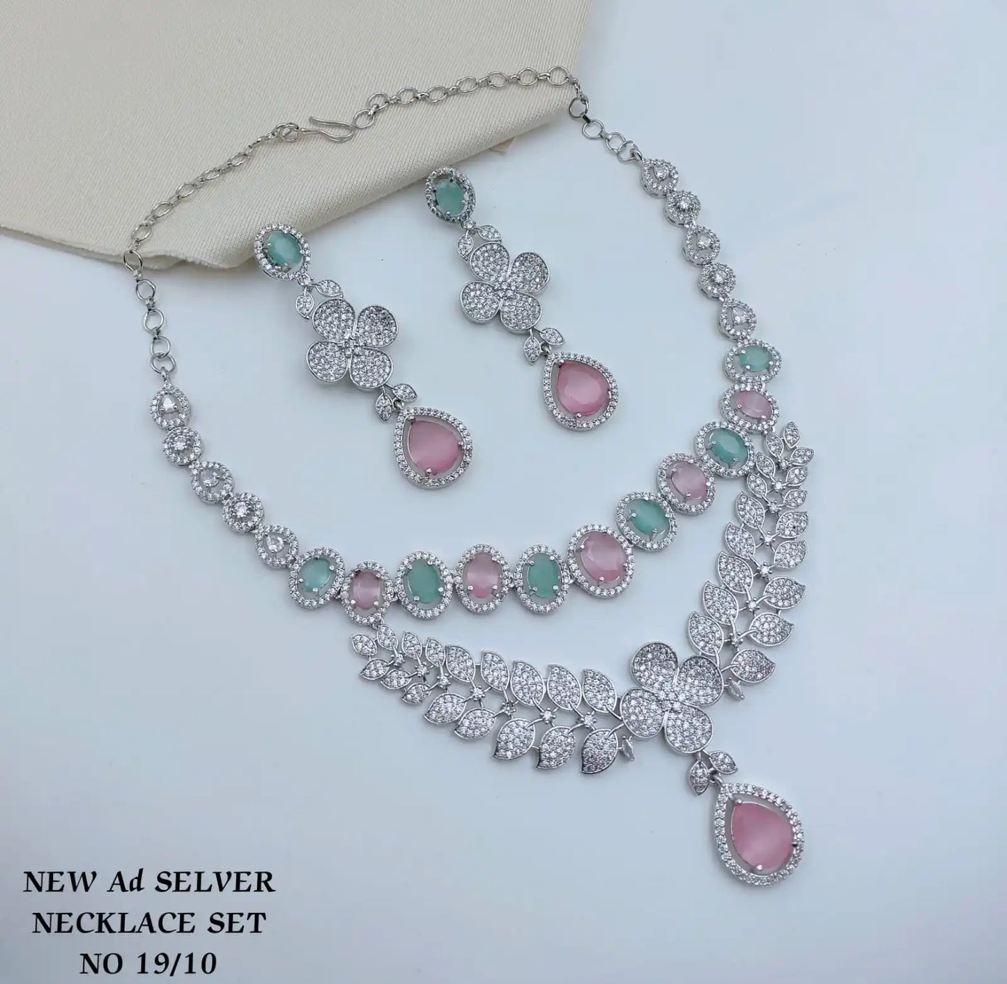 Wholesale Indian Luxury Bridal Rhodium Plated Cubic Zirconia Necklace Set Premium Costume Jewelry Ruby Red Crystal Gemstone Sets