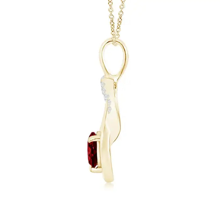 2026 New Arrival 18K Gold IGI Certified Round Red Ruby Gemstone Infinity Knot Pendant With Diamond Handmade Fine Jewelry Pendant