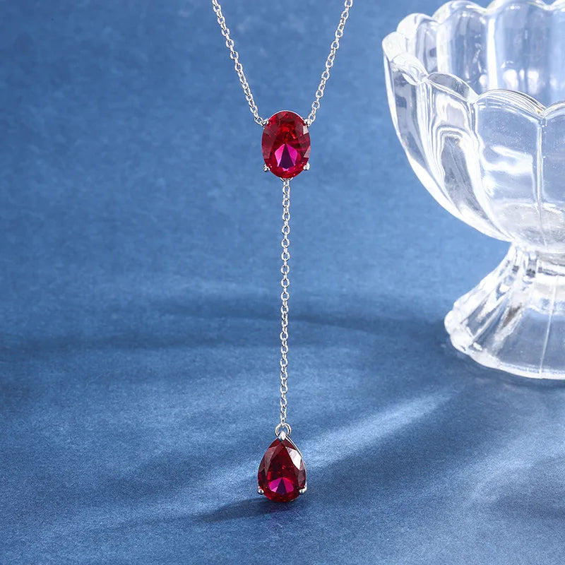 Gemfiori New Luxury Women Tourmaline Pear Fusion Stone Pendant Necklaces Romantic Love Design Valentines Day Fusion Pear Earrings Jewelry