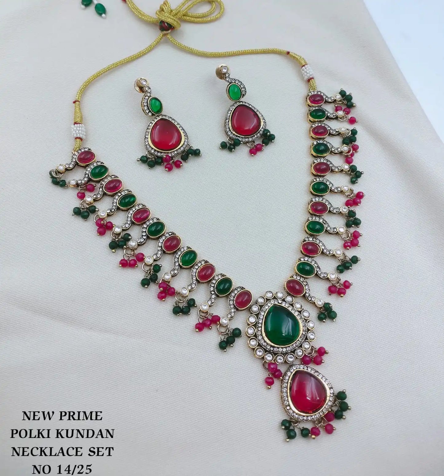 Luxury Emerald Ruby Polki Kundan Choker Necklace Set with Matching Earrings Traditional Bridal Wedding Jewellery Set For Women