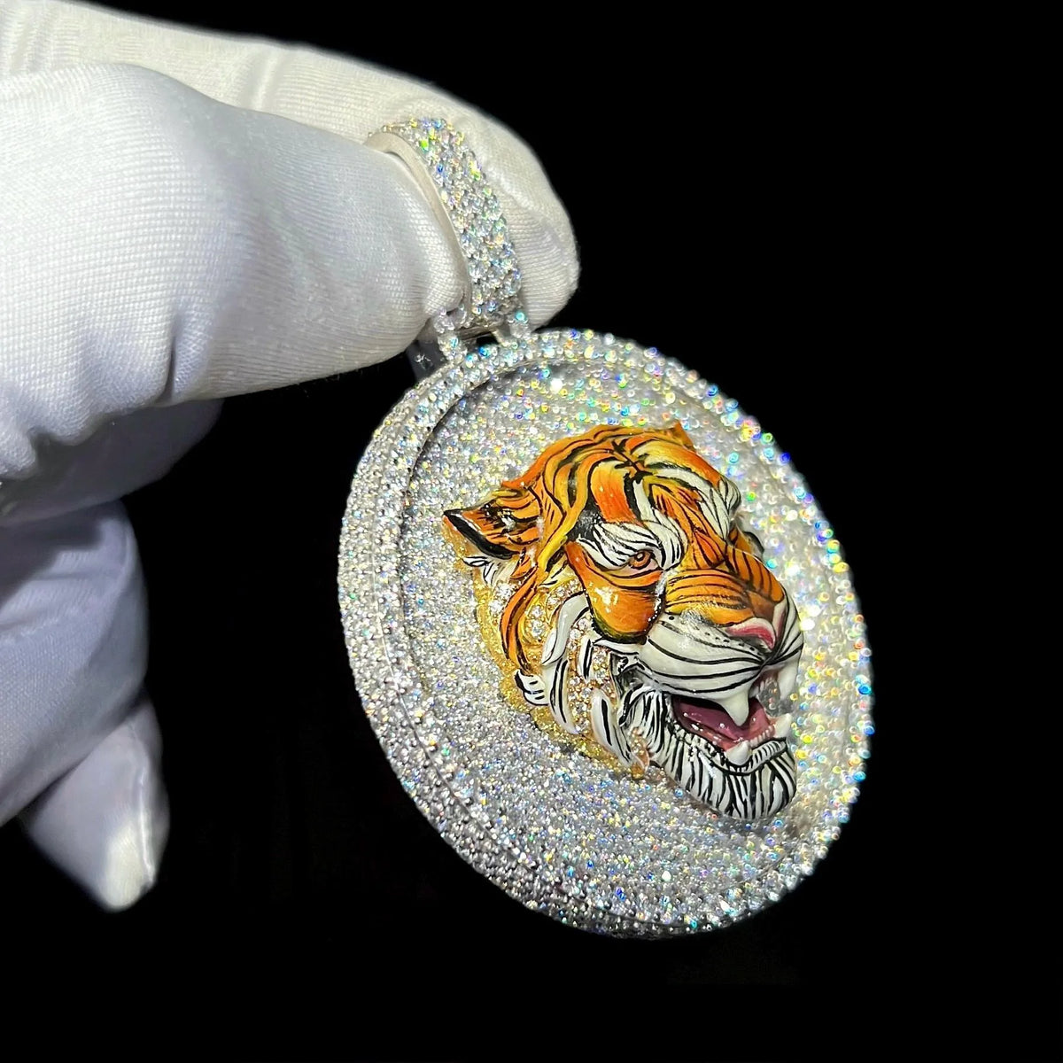 BiG-BOSS Buy Krishnavii KP 213 Men's Luxury Cushion Cut Moissanite Tiger Pendant 925 Silver Hip Hop Charm Custom Jewelry for Party India