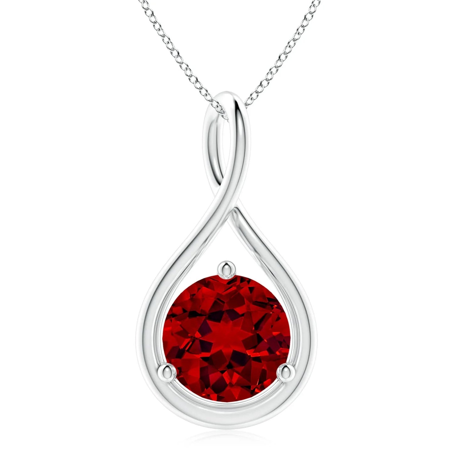 2.72G 14K Gold Solitaire 5MM Round Cut 0.45C Ruby Gemstone Infinity Twist Design Pendant Top Quality Fine Jewelry Pendant OEM