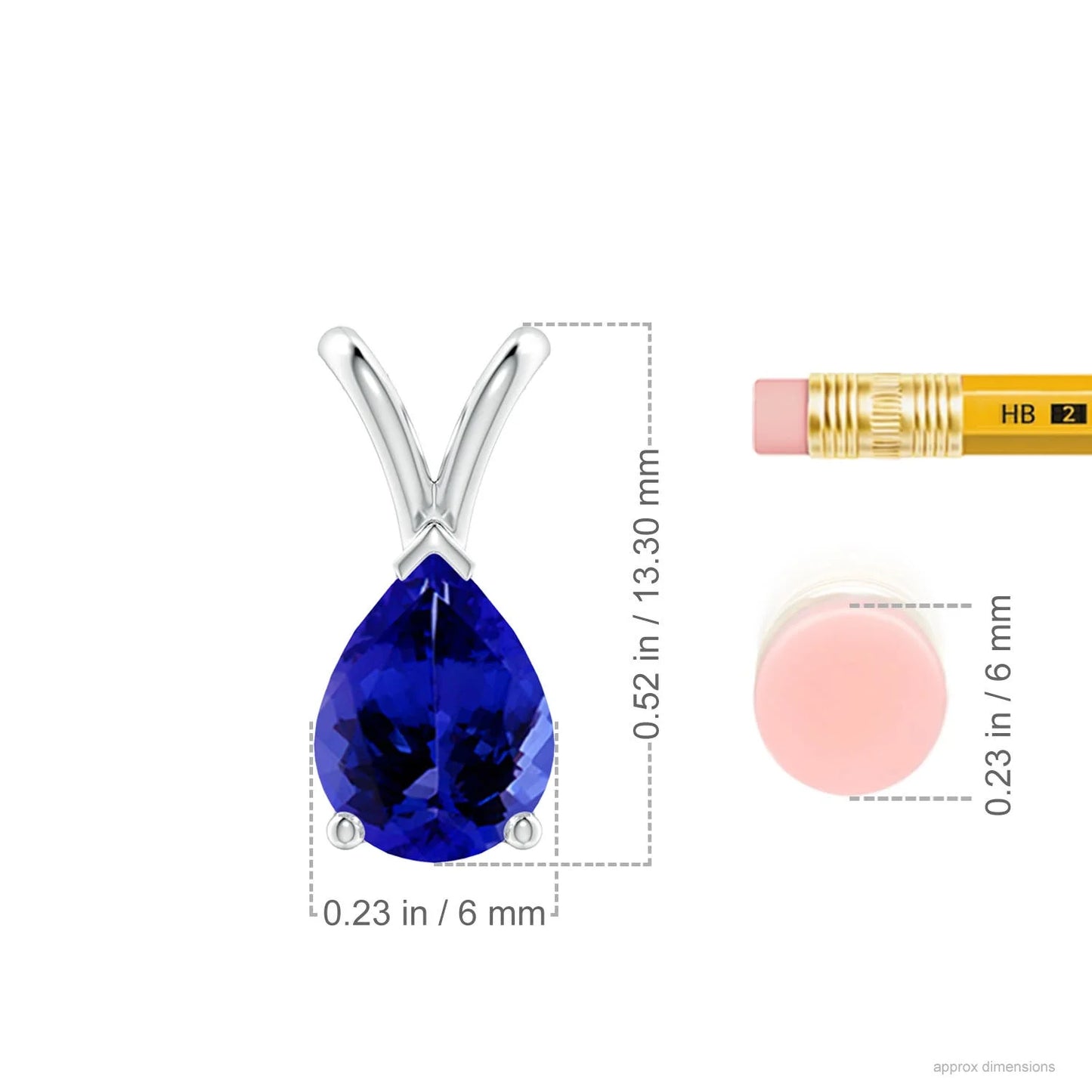 2026 New Arrival Top Selling 14K 18K Gold V-Bale Pear-Shaped Tanzanite Gemstone Solitaire Pendant Fine Chain Necklace For Woman