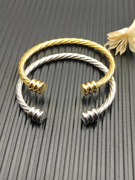 FASHIONISTA DY High-Quality Gold-Plated Bangle, Unisex Silver-Plated Bangle, Jewelry