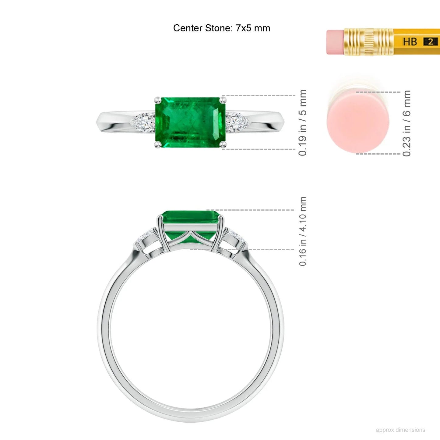14K Solid Gold 7X5mm Emerald Cut East-West Green Emerald Stone Engagement Ring for Women Lady 14K 18K Real Au750 Wedding Rings