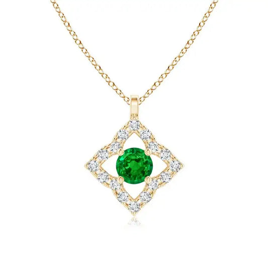 14K Solid Gold Natural Emerald Vintage Inspired Clover Pendant Fine Jewellery May Birthstone Anniversary Gift For Her 2026