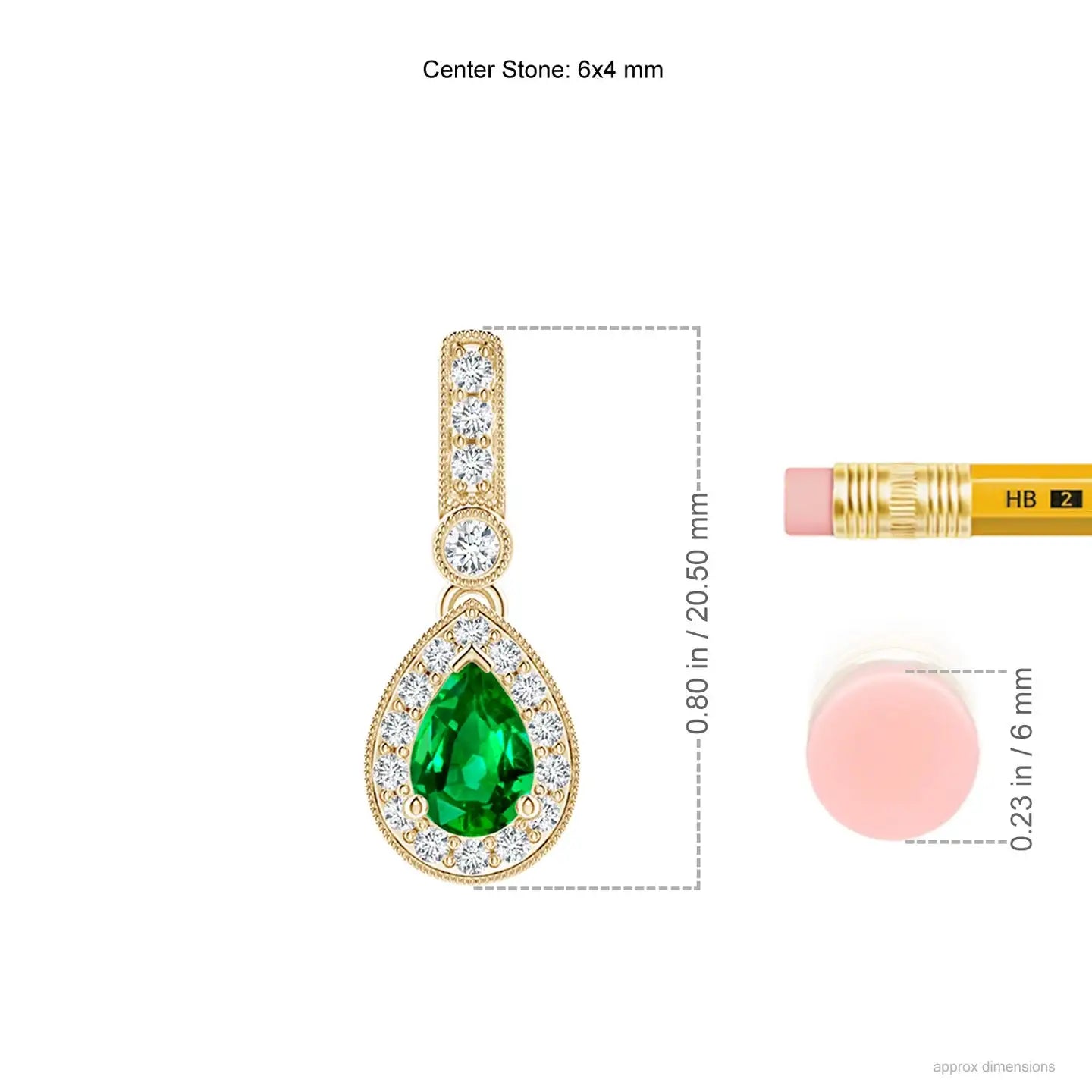 14K Solid Gold Natural Pear-Shaped Emerald Stone And Pave Diamond Halo Pendant Classic Fine Jewellery Anniversary Gift For Her