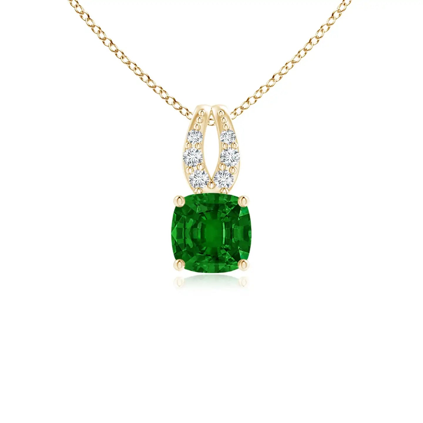 14K Solid Gold Natural Emerald Cushion Emerald Pendant With Diamonds Classic Fine Jewellery Anniversary Gift For Her 2026