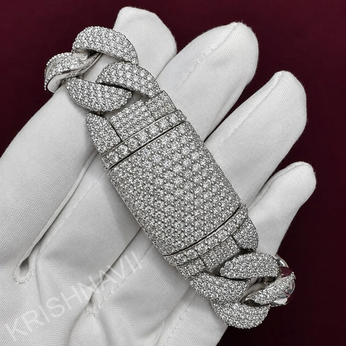 BiG-BOSS 20mm Cushion Cut Moissanite Diamond Gold Plated Rapper Hip Hop Bracelet Iced Cuban Link Luxury Women's Jewelry IGI Certified