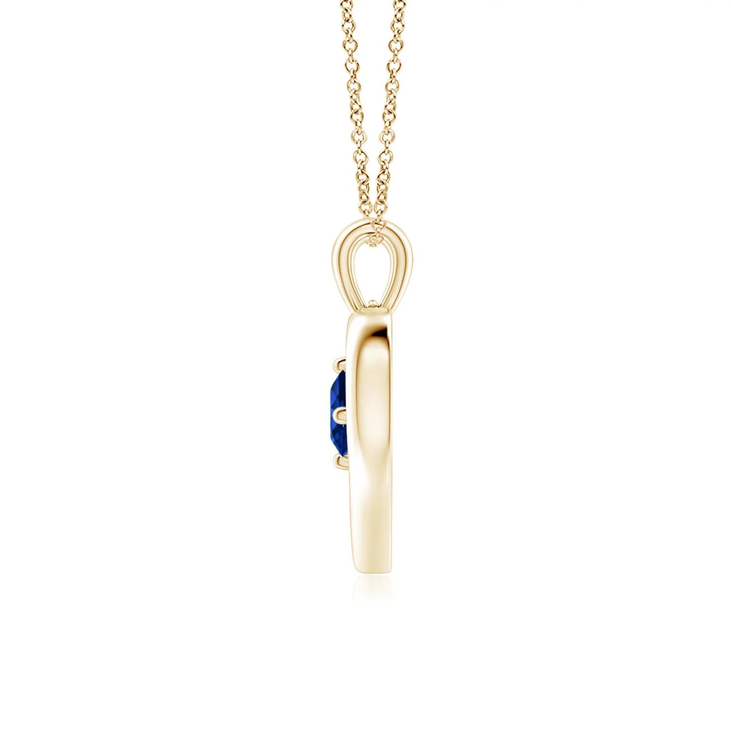 14K 18K Gold Natural Round Blue Sapphire Solitaire Open Heart Pendant Direct Manufacturer Fine Jewelry Gemstone Pendant Necklace